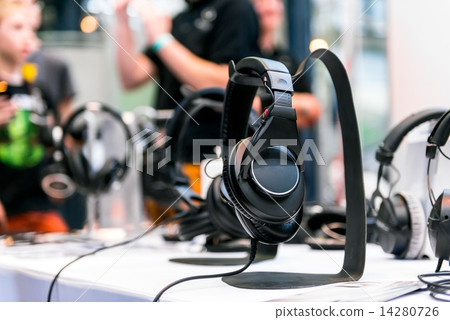 Headphones against blue background 14280726
