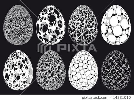 Abstract 3D Easter eggs, set of vector design elements 14281010