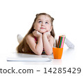 dreamy child girl with pencils 14285429