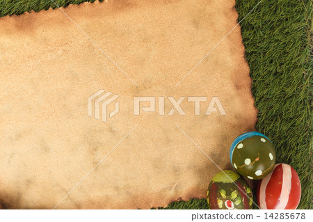 Happy easter eggs festival event on grass and grunge paper,can u Happy easter eggs festival event on grass and grunge paper,can u 14285678