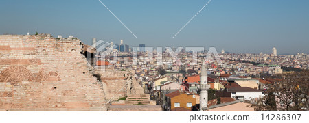 City walls of Istanbul, Theodosius wall against financial district 14286307