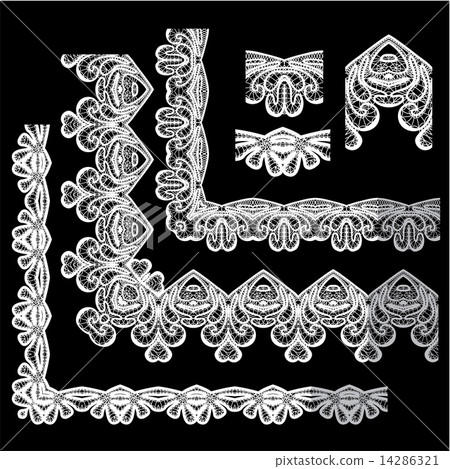 Frame Elements Set - different lace edges and borders - Seamless Frame Elements Set - different lace edges and borders - Seamless 14286321