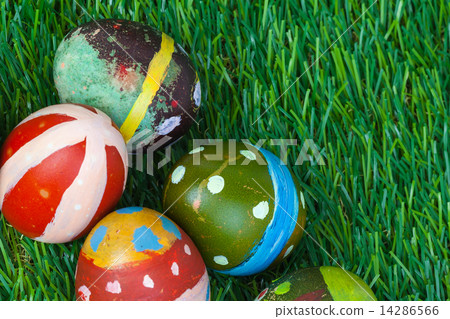 Happy easter eggs group on grass,can use as background for god f Happy easter eggs group on grass,can use as background for god f 14286566