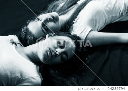 Two young women after domestic violence Two young women after domestic violence 14286794
