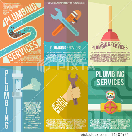 Plumbing icons composition poster 14287585