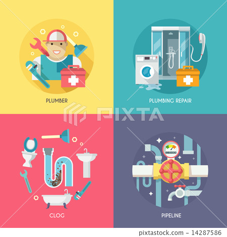Plumbing icons composition flat 14287586