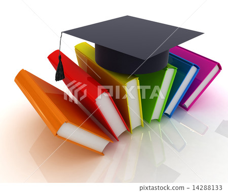 Colorful books and graduation hat Colorful books and graduation hat 14288133