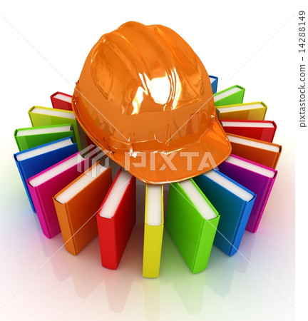 Colorful books and hard hat 14288149