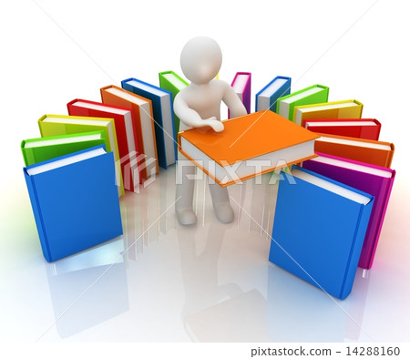 3d white man with and books 3d white man with and books 14288160