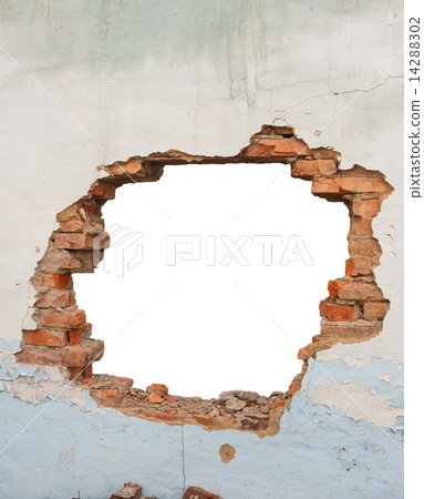 Hole brick wall 14288302