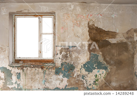 Empty wooden window frame wall Empty wooden window frame wall 14289248