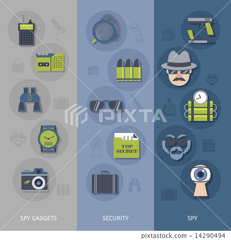 Spy gadgets banners set 14290494