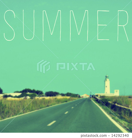 word summer in a quiet road leading to a lighthouse 14292340