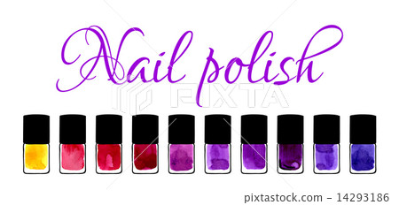 Background with watercolor painted nail polishes 14293186