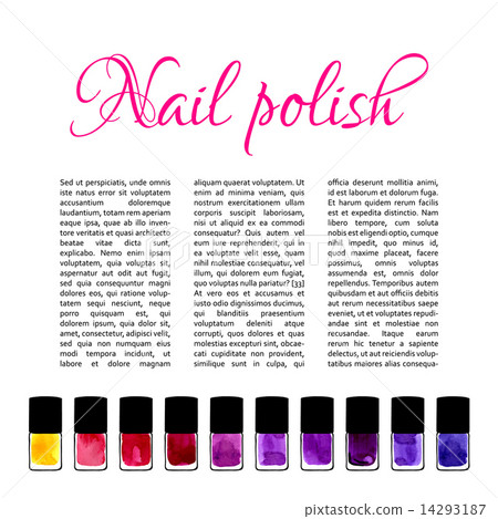 Background with watercolor painted nail polishes 14293187