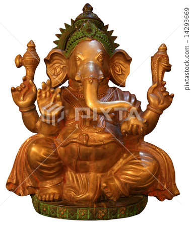 isolated Buddhist statuette of elephant 14293669