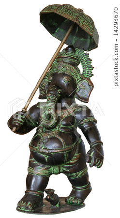 isolated Buddhist statuette of elephant 14293670