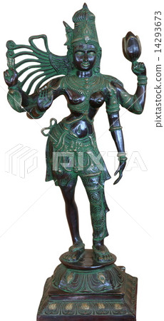 Isolated vintage bronze Buddhist statuette 14293673