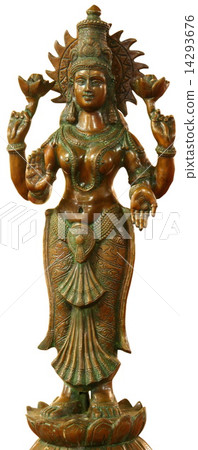 Isolated vintage bronze Buddhist statuette Isolated vintage bronze Buddhist statuette 14293676