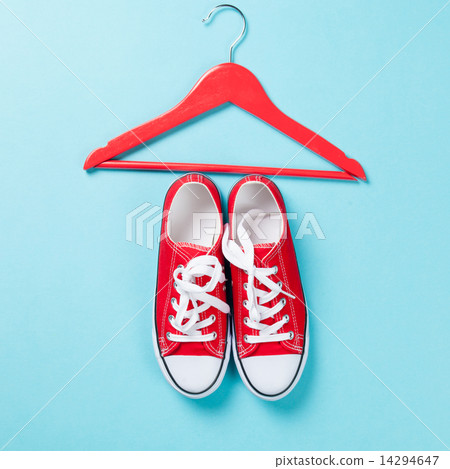 Red gumshoes with white shoelaces and hanger Red gumshoes with white shoelaces and hanger 14294647