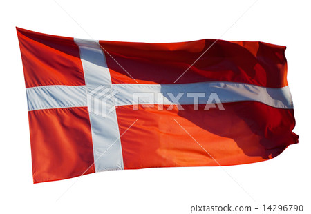 Flag of Denmark. Isolated over white 14296790