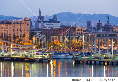 bridge at Port Vell during dawn. Barcelona 14296847