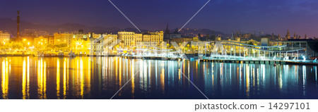 Barcelona cityspace from Port Vell in night 14297101