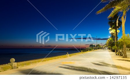 Evening view of pavement embankment in Sitges 14297135