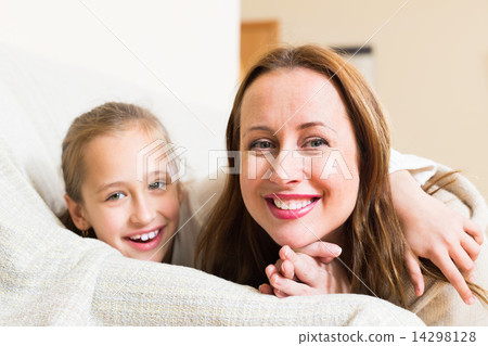 Portrait of happy mother with girl Portrait of happy mother with girl 14298128