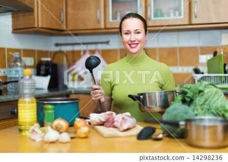 Housewife preparing meal at home 14298236