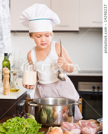 Little child prepared soup 14298237