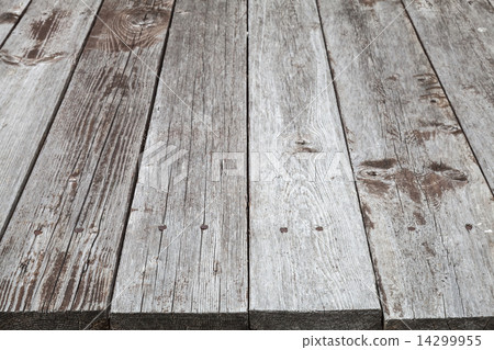 Old gray wooden table, background photo texture 14299955