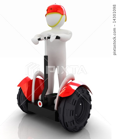 3d white person riding on a personal and ecological transport 3d white person riding on a personal and ecological transport 14301098