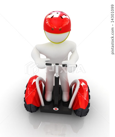 3d white person riding on a personal and ecological transport 3d white person riding on a personal and ecological transport 14301099