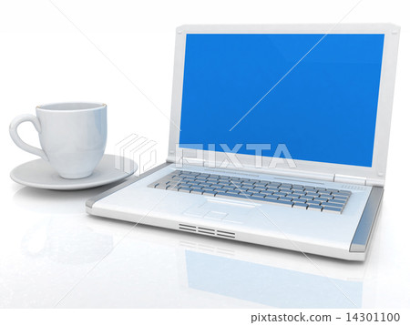 3d cup and a laptop 14301100