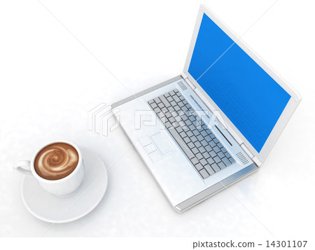3d cup and a laptop 14301107