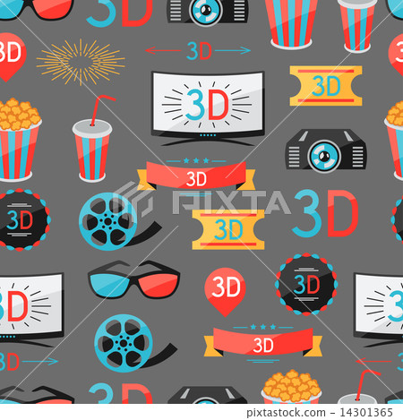 Seamless pattern of movie elements and cinema... - Stock Illustration ...