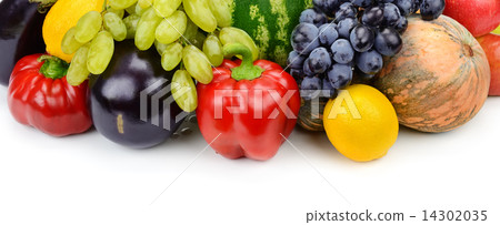 fruits and vegetables isolated on white background 14302035