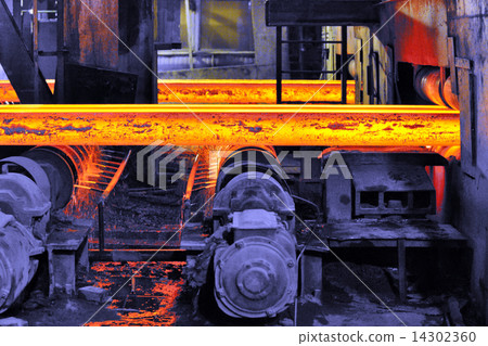 hot steel on conveyor hot steel on conveyor 14302360