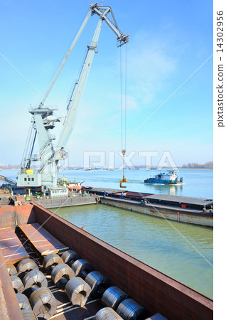 rolls of steel sheet in harbor 14302956