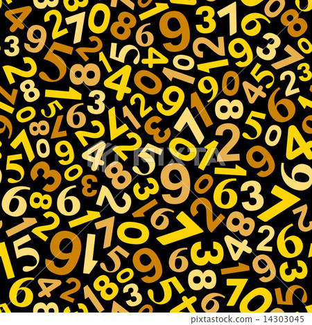 Seamless Background with Gold Numbers on Black…. - Stock Illustration