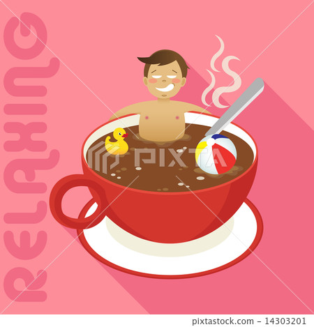 man in red cup of hot coffee 14303201
