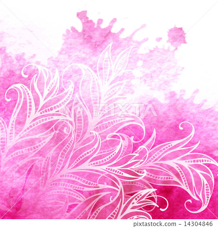 Vector watercolor background feathers and leaves 14304846