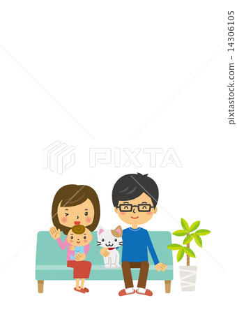 Couple sofa foliage plant baby cat pet 14306105