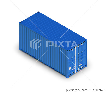 Blue metal freight shipping container isolated on white Blue metal freight shipping container isolated on white 14307628