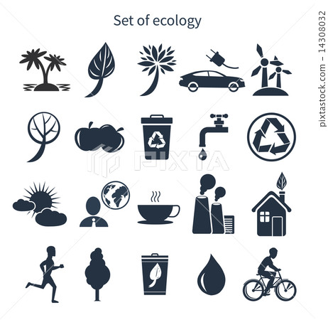 Green energy and ecology icon set 14308032