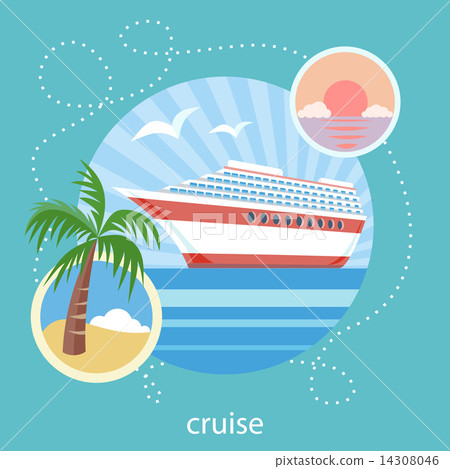 Cruise ship and clear blue water. Water tourism. 14308046