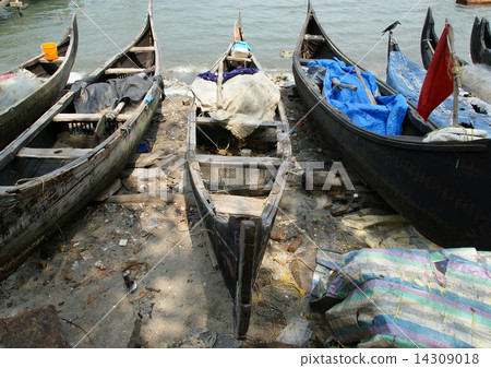 boats on the ocean shore. Kerala, India 14309018
