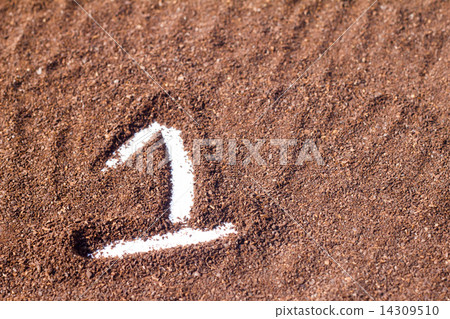 one text shape on cocoa powder, white background 14309510