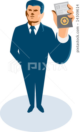 businessman secret agent showing id card badge wallet businessman secret agent showing id card badge wallet 14309614